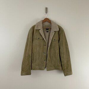Vintage Gap Y2K Cow Suede Sherpa Lined Trucker Jacket Size Medium